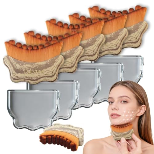 Lymphatic Contour Face Brush - Facial Sculpting & Anti-Puffiness Tool | Ultra Soft Dry Brush for Jawline Massage & Lymphatic Drainage | Ergonomic Design (Gray, 5pc)