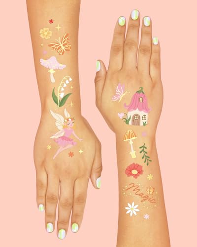 Woodland Fairy Temporary Tattoos - 84 Gold Foil Designs