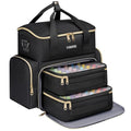 YOREPEK Black Nail Polish Organizer Bag Holds 48 Bottles with UV Lamp Compartment - Travel & Storage Case