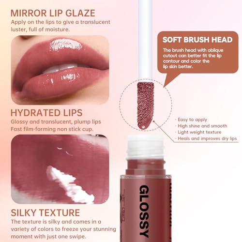 HOSAILY Lip Liner & Lip Gloss Set - Red & Dark Red, Moisturizing, Long-Lasting Glossy Lip Makeup
