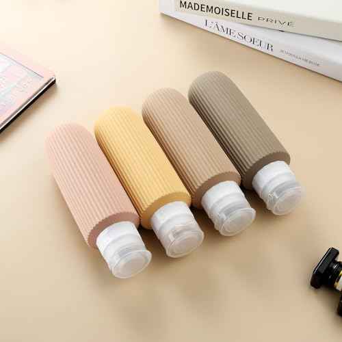 Travel Bottles for Toiletries, Large 6oz Travel Size Containers, BPA Free Leak Proof Tubs Refillable Liquid Accessories with Toiletry Bag for Cometic Shampoo and Lotion Soap (4 Pack)