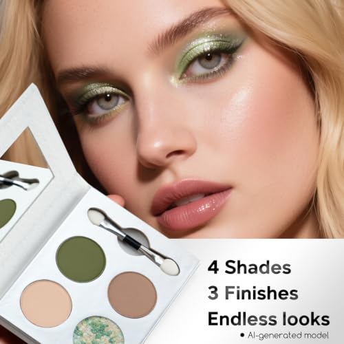 Color Nymph Olive Green Eyeshadow Palette with Matte & Holographic Finishes