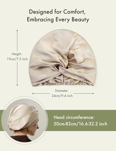 LilySilk Mulberry Silk Sleep Bonnet with Knot Bow