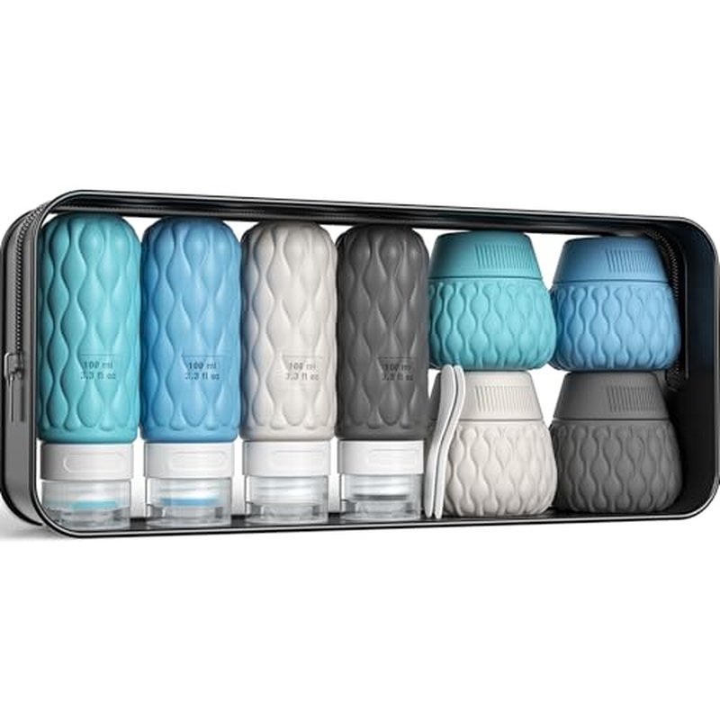 Silicone Travel Bottles Set - 8 Pack Leakproof Containers for Toiletries