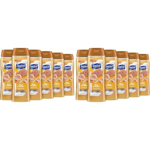 Suave Moisturizing Body Wash, with Milk & Honey and Vitamin E Extract, No Parabens, No Phtahaltes, 18 Oz (Pack of 12)