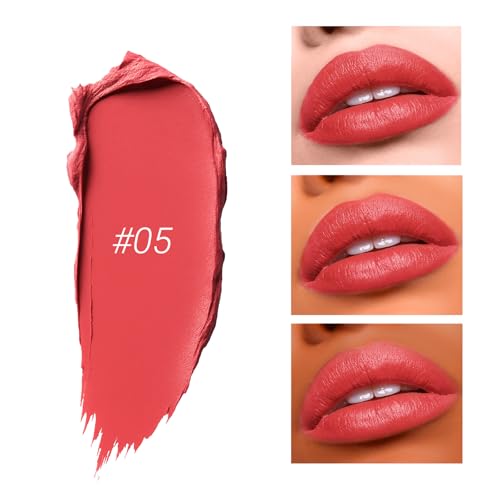 Erinde Tomato Coral Red Matte Lipstick Crayon, Waterproof Long Lasting Lip Liner Pencil for Women, High Pigment Creamy Velvet Neutral Lipstick, Vegan & Cruelty-Free, 05