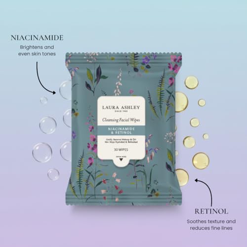 Laura Ashley 4 Pack Face Wipes for Women - Cleansing Makeup Remover Wipes with Vitamin C, Retinol, Hyaluronic Acid - 120 Pcs