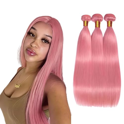 FuivJuix Pink Straight Human Hair Bundles - 26, 28, 30 Inch