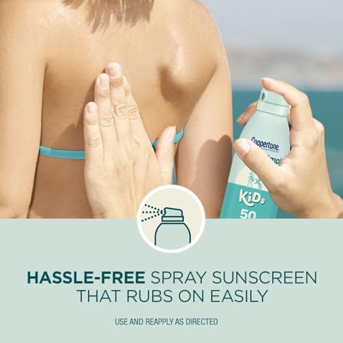 Coppertone Pure and Simple Kids Sunscreen Spray SPF 50, Zinc Oxide Mineral Sunscreen for Sensitive Skin, Hypoallergenic and Tear Free, 5 Oz Can, Pack of 3