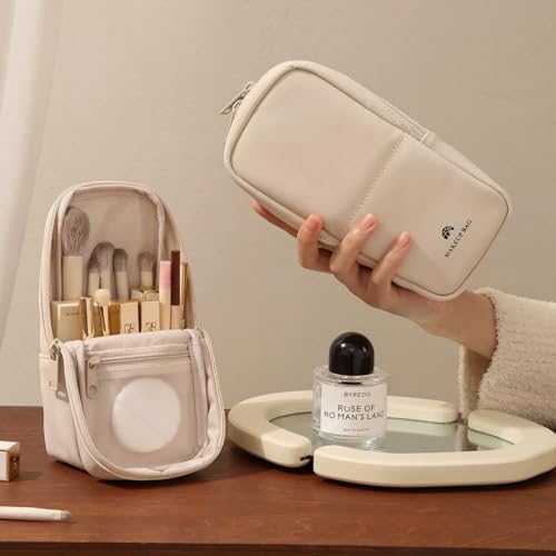 Standing Makeup Brush Bag | Waterproof PU Leather Organizer