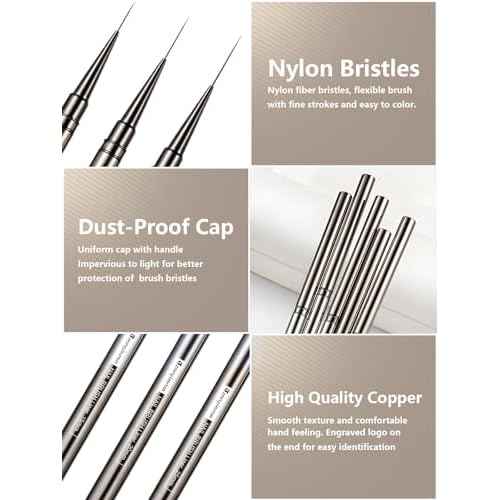 Nail Liner Brush, Fine Line Nail art Brushes 5/9/15/20/25mm Thin Line Nail Brushes Detail Drawing, Liner Brush for Nails Gel