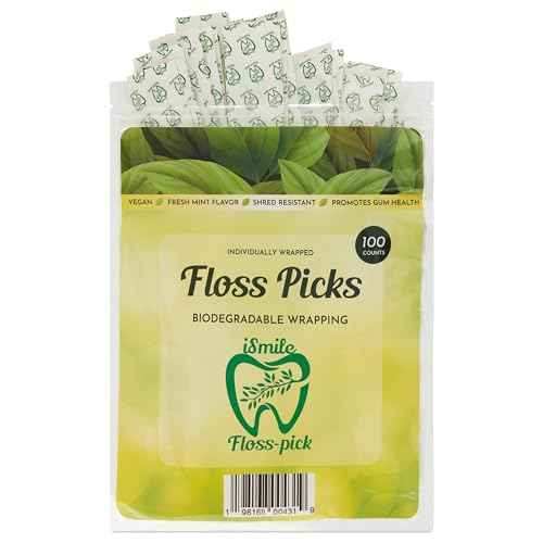 i-Smile Dental Floss Picks Individually Wrapped in Biodegradable Paper, Extra Mint Flavor, Promotes Gum Health, Shred Resistent