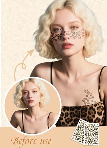 Leopard Print Temporary Tattoos - 2Pcs Waterproof Face & Body