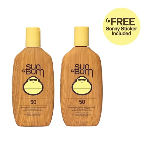 Sun Bum Original Spf 50 Sunscreen Lotion with Sonny Sticker Vegan and Hawaii 104 Act Compliant (Octinoxate & Oxybenzone Free) Broad Spectrum Moisturizing UVA/UVB Sunscreen With Vitamin E 8 oz 2 Pack