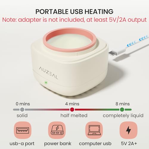 Mini Eyebrow Wax Kit for Women, Wax for Eyebrows Hair Removal, 26 Eye brow Waxing Sticks, 100g Brow Waxing Beads, USB Fast Heat, Smart Constant Temp, Travel or Home Use