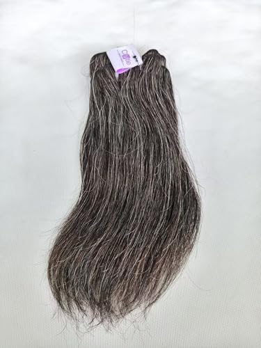 Clytie Raw Straight Salt and Pepper Gray Human Hair Bundle - 6IN
