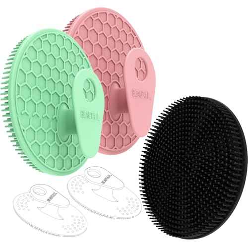 Silicone Body and Face Scrubber Set 5 Pack, BEAUTAIL Shower Bath Scrubber, Gentle Exfoliating Brush for Women Men Sensitive Skin, More Hygienic Than Traditional Loofah, Long Lasting, Black+Pink+Green