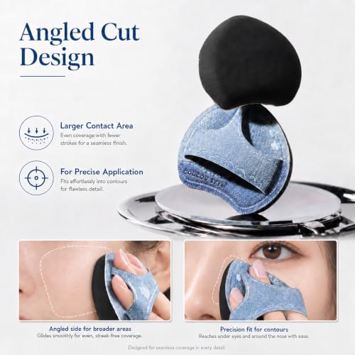 Coieaa Denim Print Finger Makeup Sponge 6Pcs – Blending Puff for Foundation