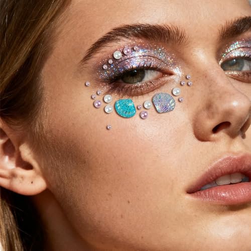Mermaid Face Gems Stickers, Pearl & Shell Jewels for Parties