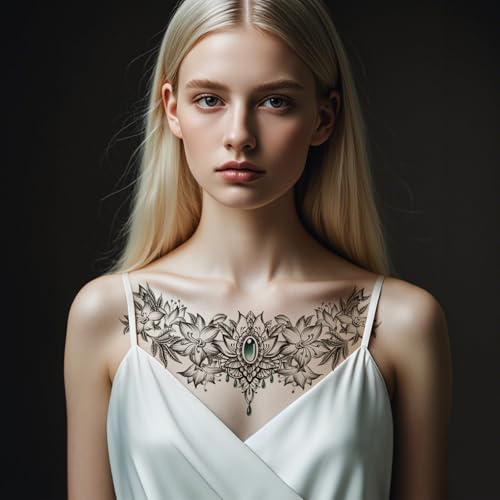 6 Sheet Temporary Tattoo Stickers - Moth Flowers Large Size