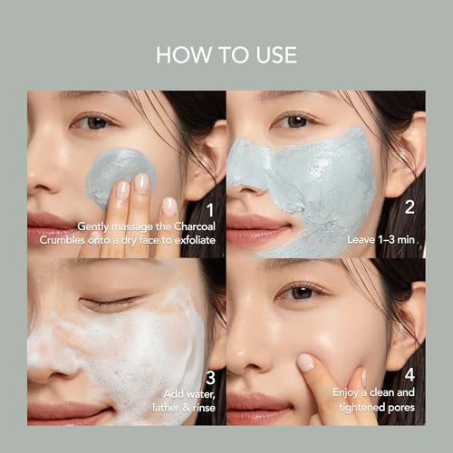 Korean Charcoal Face Wash & Mask with Peptides - Deep Cleansing Exfoliant for Blackheads & Pores