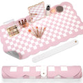 Pink Checkered Makeup Mat 31.5x15.7 Dual-Sided Vanity Pad