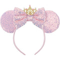 CANMIL Pink Sparkle Princess Bow Headband for Girls