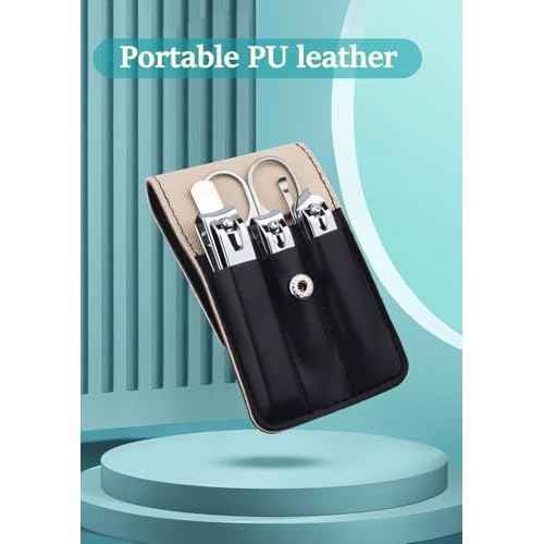 Nail Clipper Set, 6 Pcs Toenail Clippers, Stainless Steel Fingernail Clipper, and PU Leather Manicure Set, Purse Essentials Travel Nail Kit Gift Ideas