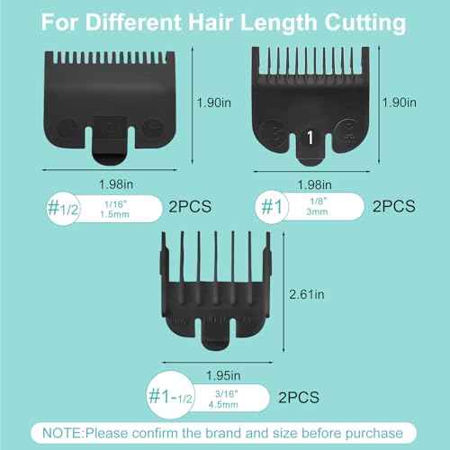 Fits for Most Wahl Clipper Guards Set 1/16" 1/8" 3/16", Professional Clipper Guides Comb Attachment(#1/2, #1, #1-1/2), Trimmer Guards set, 6 Pack
