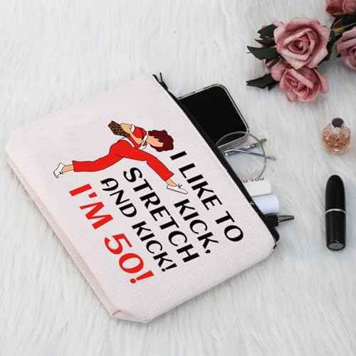 G2TUP TV Show Inspired Gift I Like To Kick I'm 50 Makeup Bag Fun Skit Lover Cosmetic Bag TV Show Characters Fans Gift (I Like To Kick I'm 50 MB)