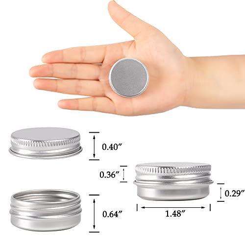 0.5 oz Silver Screw Top Aluminum Tins with Labels, 32 Pack