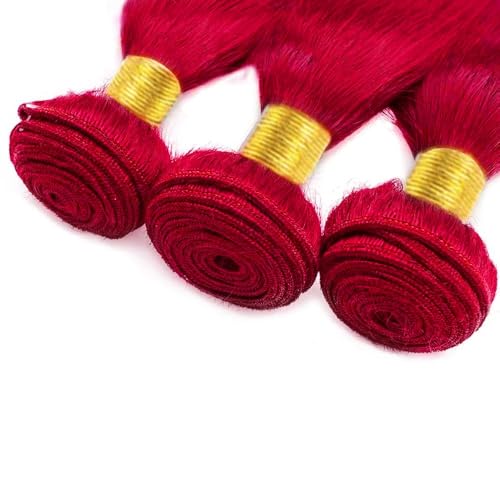 Red Virgin Hair Bundles - Straight Brazilian Remy Hair 3 Pack