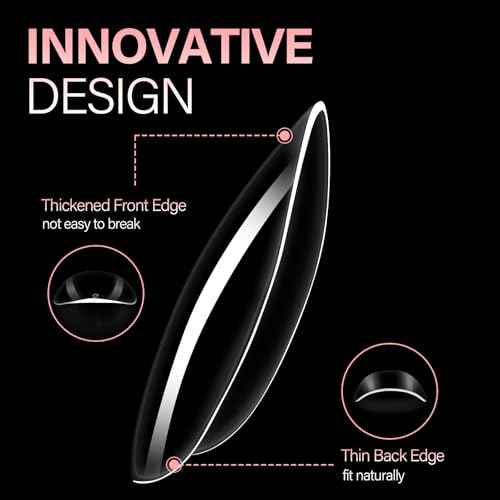 AILLSA Short Almond Nail Tips, 15 Sizes 240PCS Preshaped Soft Clear Gel Nails Tips Full Cover False Nails Tip Short Almond Shaped Tips