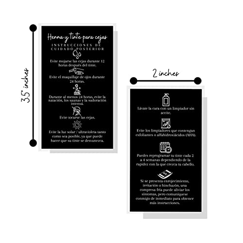 Spanish Brow Henna Tint Aftercare Cards | 50 Pack 2x3.5"