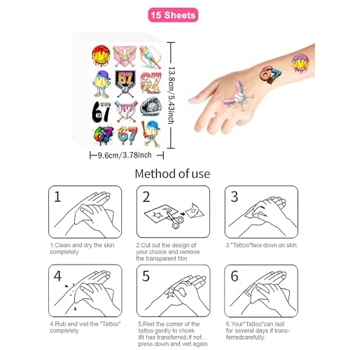 166Pcs Drip Baseball Temporary Tattoos - 6 7 Pink Baseball Theme Party, Ice Cream Drip Party Decorations, Baseball Drip Party Gift, 15 Sheets 48 Styles