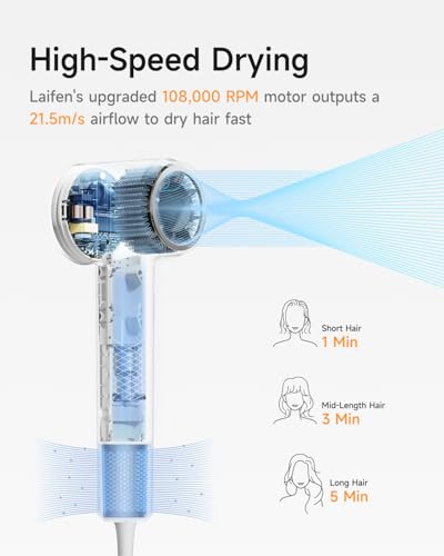 Laifen SE 2 High-Speed Hair Dryer with Diffuser, 21.5m/s