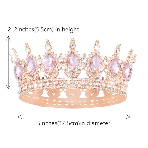 Rose Gold Rhinestone Wedding Crown for Women