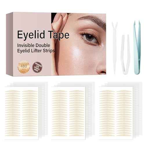 Eyelid Tape, Eyelid Lifter Strips, Eyelid Tape for Hooded Eyes Invisible, Instant Surgery-Free Eye Lift for Uneven or Single Eyelids, Say Goodbye to the Hood, Sagging Eyelids - 480Count