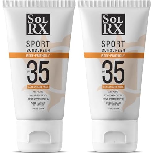 SolRX SPORT SPF 35 Sunscreen, Reef Friendly, Oxybenzone Free, Fragrance Free (Pack of 2)