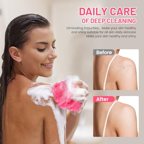 African Net Sponge Exfoliating Body Scrubber for Bath & Shower - Pink, Pack of 1