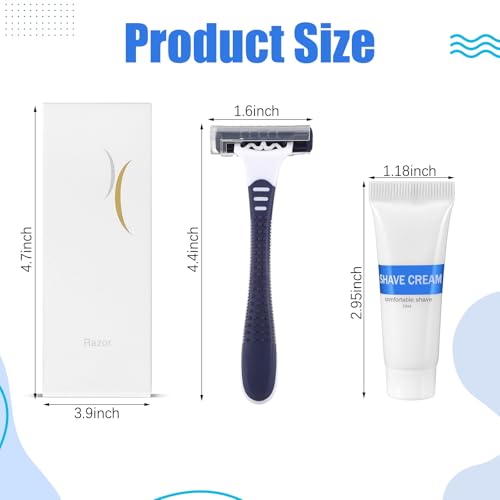 Hushee Shave Kit Bulk Travel Shaving Cream Disposable Twin Blade Razors and Cream Individually Wrapped Smooth Razor with Clear Cap Toiletries for Hotel Shelter Camping Travel Homeless (150)