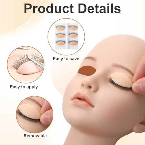 12Pcs Replacement Eyelids for Mannequin Head Silicone Rubber Removable Realistic Eyelash Extension Eyelids for Eyelashes Training Practice Makeup Eyelash Extensions