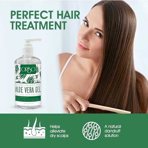 Aloe Vera Gel With Cold Pressed Aloe Vera - Pure Sunburn Relief, Bug Bites, Small Cuts - Soothing Moisturizer Lotion For Face, Hair and Body - 10 Fl Oz