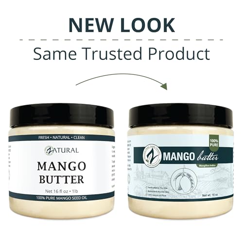 Zatural 100% Pure Mango Butter | Cold Pressed Raw Creamy Body Butter for Skin Hydration, Conditioning & Softening (16oz)