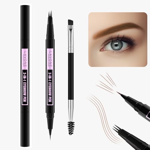 LAVONE 2-in-1 Waterproof Eyebrow Pencil - Microblading Pen Soft Brown