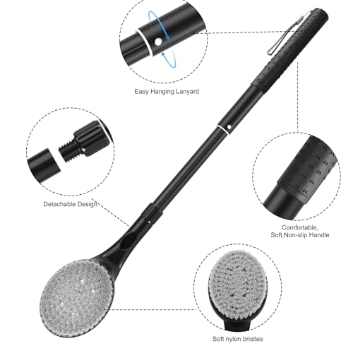 BTideas Telescopic Back Scrubber with Soft Nylon Bristles - Shower Brush for Men Women Elderly, 17.5-25.7 Inch