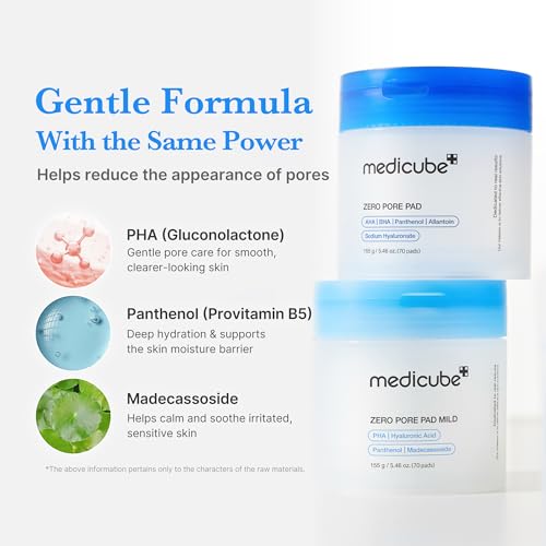 Medicube Zero Pore Pads Mild 70 Count - Gentle Exfoliating Toner for Sensitive Skin