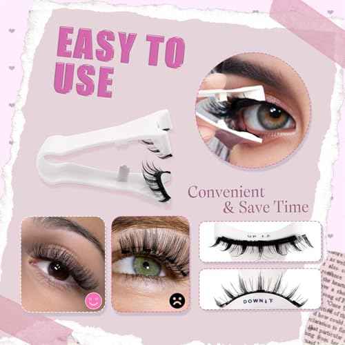 FADLASH Magnetic Eyelashes Natural Look Magnetic Lashes with Applicator Reusable Wispy Magnetic Eyelashes No Glue Needed False Eyelash 2 Pair