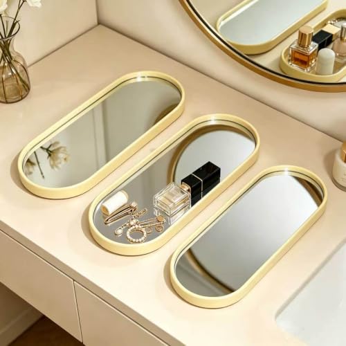 3-Piece Wall Mirror Set with Gold Frame, 12x4.7 inches
