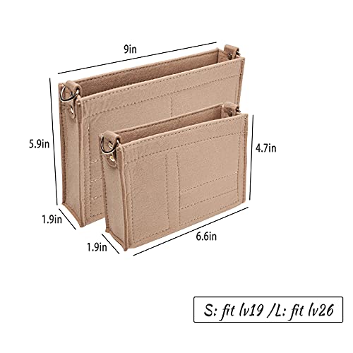 Vercord Felt Purse Insert Organizer LV 26 19 Toiletry Pouch Insert with D Ring Attach Chain Strap